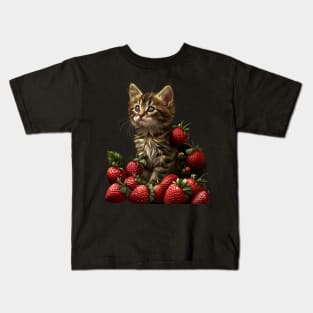 Cat Strawberry Themed-Party Kids T-Shirt